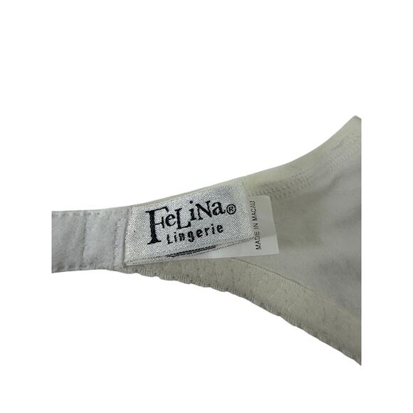 Vintage Felina White Eyelet Padded Wire Balconette Bra 36C - Picture 5 of 8